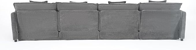 143-Inch U-Shaped Sectional Cloud Sofa Oversized Modular 6 Seaters Sofa Couch with 2 Ottoman Chaise and Pillow Armrest, Chenille Upholstered Convertible Cloud Couch