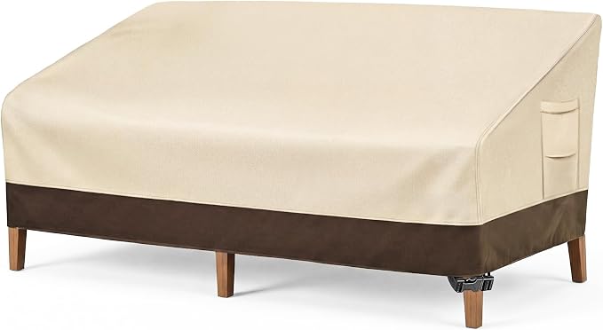 Vailge Heavy Duty Patio Sofa Cover, 100% Waterproof 3-Seater Outdoor Sofa Cover,Lawn Patio Furniture Covers with Air Vent and Handle,93" Wx 40" Dx 35" H,Beige&Brown by VAILGE