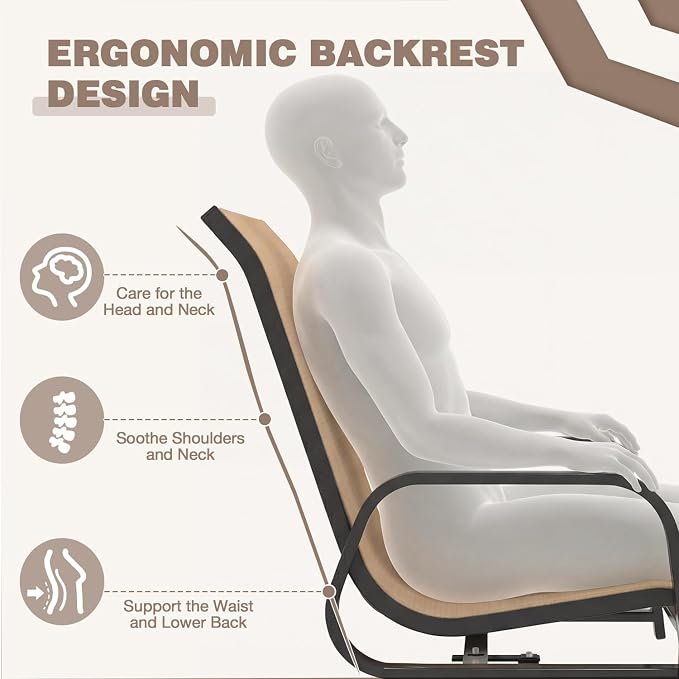 MELLCOM Patio Swivel Chair Set of 8, High Back Textilene Outdoor Dining Chairs with E-Coating Metal Frame, All-Weather Outdoor Furniture Rocker for Backyard, Porch, Garden, Lawn, Beige - Image 6