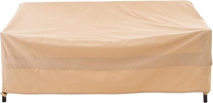 WJ-X3 3-Seater Outdoor Sofa Cover, Heavy Duty Patio Sofa Cover, Outdoor Couch Cover Waterproof, High Wind Resistant Design for Patio Couch Cover, 87W x 37D x 35H, Beige by WJ-X3
