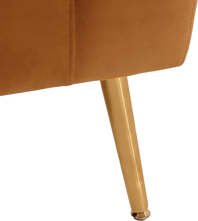 Christopher Knight Home Indoor Glam Fabric Upholstered Loveseat for Living Room,Tub-Design 2-Seater Sofa with Removable Seat Cushion and Tapered Steel Legs, Turmeric Yellow and Gold