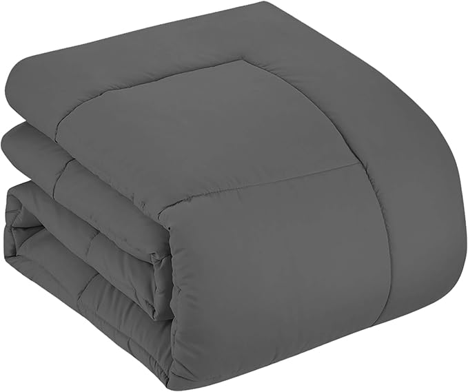 Down Alternative Comforter All Season Warmth Luxurious Plush Loft Microfiber Fill Duvet Insert Bedding, King, Gray (Pack of 6)