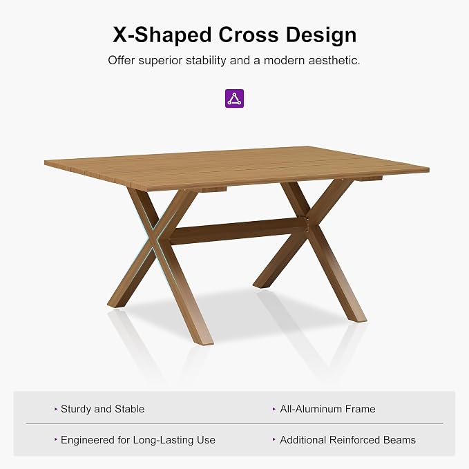 PURPLE LEAF 14 Pieces Patio Dining Set Wicker Outdoor Furniture Rectangular Table and Chairs Set for Garden Deck Teak-Finish & Grey Aluminum Frame Backyard Kitchen Set, Cushions and Pillows Included - Image 4