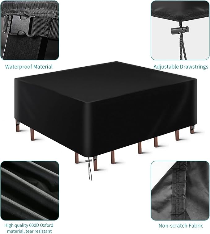 LCOGD Patio Furniture Cover,Outdoor Furniture Covers Waterproof General Purpose, Outdoor Sofa Sets Covers Heavy Duty Windproof Anti-UV118”Lx79”Wx30”H - Image 3
