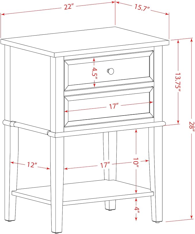 East West Furniture HI-14-ET Mid Century Nightstand with 1 Mid Century Modern Drawer, Stable and Sturdy Constructed - Urban Gray Finish - Image 3