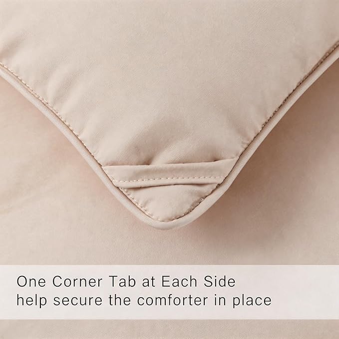 COHOME Quilted Queen Size Comforter - All-Season Down Alternative Duvet Insert - Luxury Hotel Winter Warm Beige Comforter with Anti-Clump Tech & 8 Tabs- Reversible 88"x88"