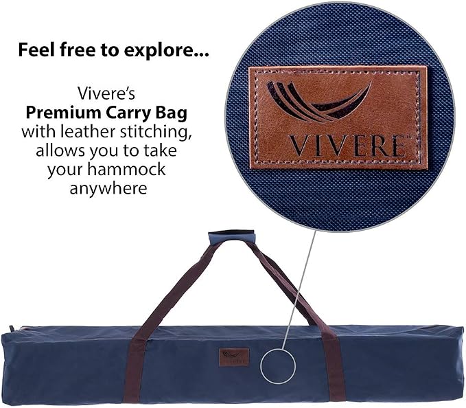 Vivere Double Polyester Hammock with Space Saving Steel Stand and Premium Carry Bag - 450 lb Capacity (Hot Pink) - Image 6