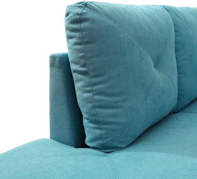 NicBex Modular L-Shaped Sectional Couches, 3-Piece Convertible Couch with Storage Ottoman, 4-Seat Comfy Sofa with Chaise for Living Room & Apartment, Aqua Blue