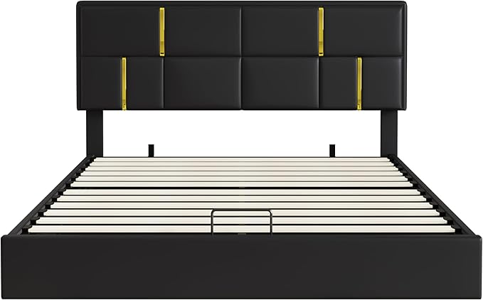 Harper & Bright Designs Queen Size Platform Bed with Lift Up Storage and Ottoman Bench, Velvet Upholstered Queen Bed Frame with Headboard, 2-Pieces Queen Bedroom Sets, Easy Assemble, Black