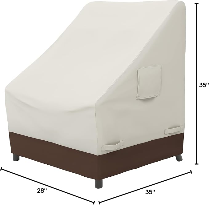 AmazonBasics Outdoor Patio High-Back Chair Cover, Beige/Tan, 35"x 28" - Image 5