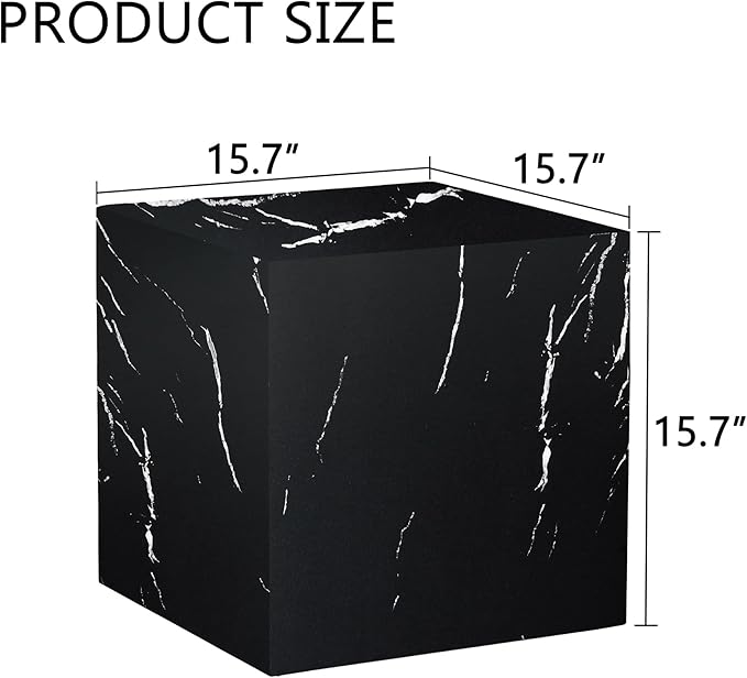 Cube End Table Wood Grain, Modern Side Table for Living Room, MDF Wooden Nightstand Sofa Table for Home, No Assembly