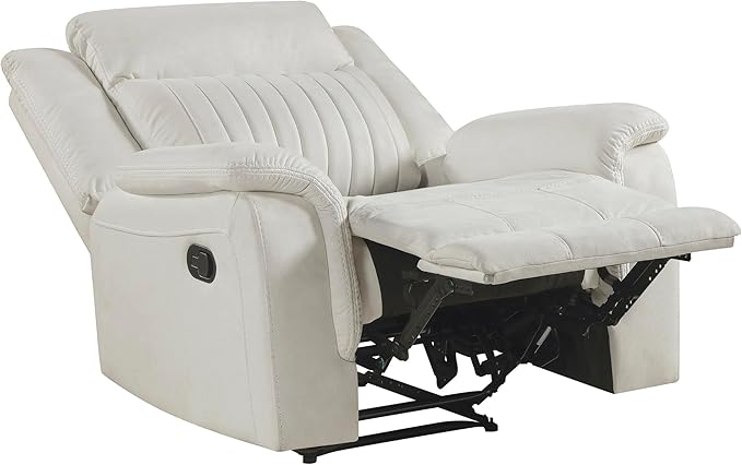Lexicon Manual Recliner Chair, Polished Microfiber Reclining Sofa Chair, Home Theater Seating, Wall Hugger Manual Recliner for Living Room/Office/Apartment, Beige