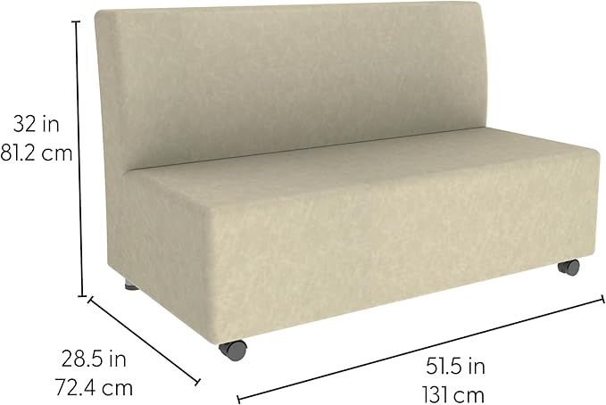 FDP Pro Series Rustic Armless Mobile Sofa with Tech Panel Outlet Distressed Faux Hide Leather, Hand Upholstered Commercial Furniture for Hotel Lobby, Office, Restaurant, Home and More - Hazelnut