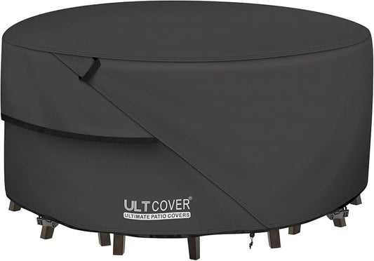 ULTCOVER Round Patio Furniture Cover - Outdoor Waterproof Table with Chair Set Cover 48 inch, Black by ULTCOVER
