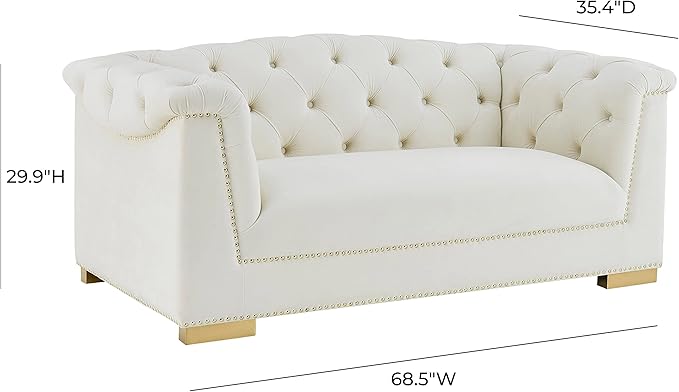 Tov Furniture Farah Velvet Loveseat (Cream)