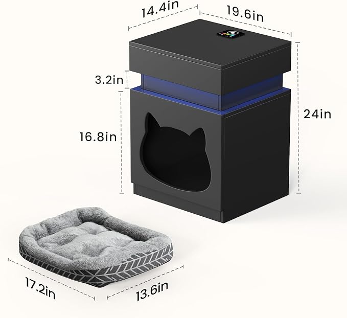 Night Stand with Charging Station, Wooden Bedside Table with LED Lights, Dark Grey Side Tables with Sliding Drawer, Modern End Table with Storage Spacey (Drawer Nightstand) - Image 2
