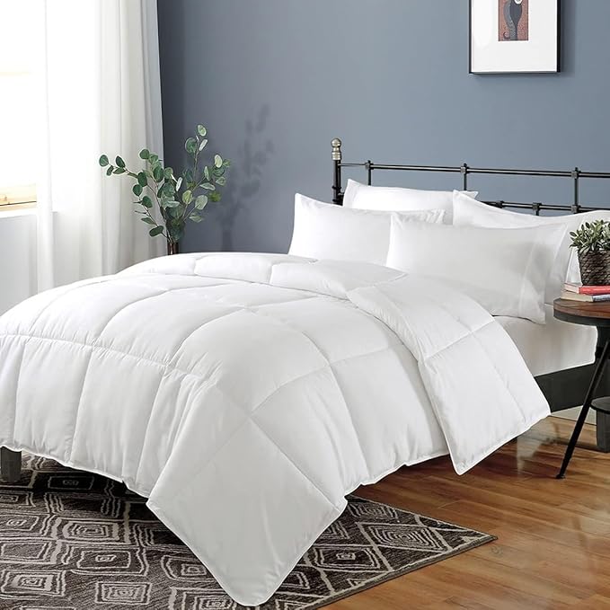 Dafinner 100% Cotton Cover Comforter King Size, Ultra-Soft Down Alternative Duvet Insert with Lyocell & Climaloft™ Blend Fill, Breathable Microfiber Comforter for All-Season (106x90”, White)