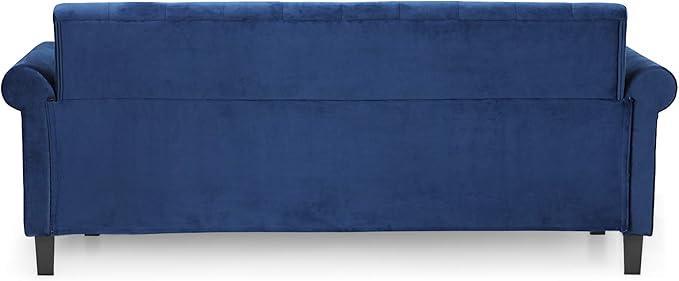 Furinno Bastia Vintage Modern Chesterfield Button Tufted 3-Seater Sofa Couch for Living Room, Navy Velvet