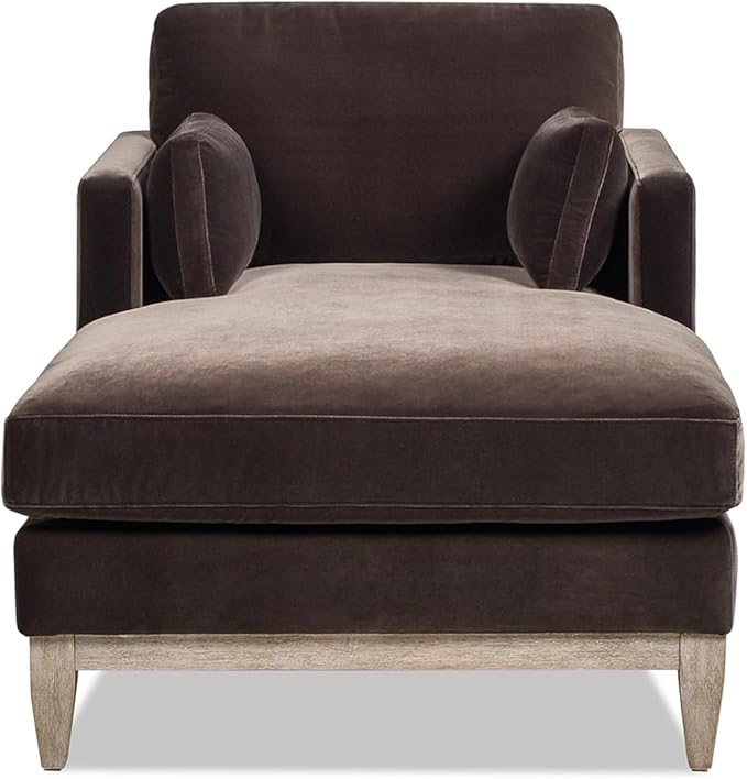 Knox 65" Modern Farmhouse Chaise Lounge Chair, Deep Brown Performance Velvet