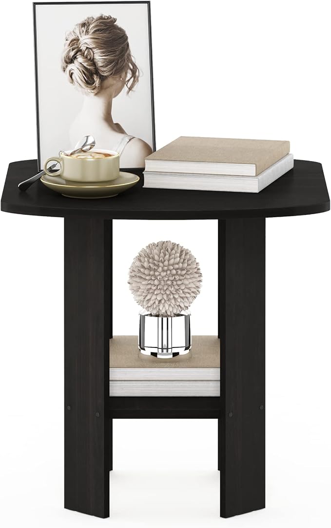 Furinno SIMPLE DESIGN Side Table, 2-Tier Modern End Table with Soft Edges, Open Shelves Night Stand, Bedside Table, for Living Room, Bedroom, Espresso - Image 5