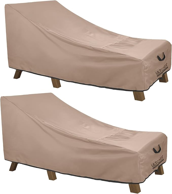 ULTCOVER Waterproof Patio Lounge Chair Cover Heavy Duty Outdoor Chaise Lounge Covers 2 Pack - 64L x 28W x 30H inch by ULTCOVER