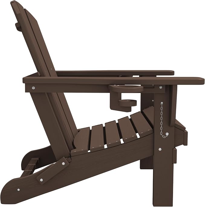 SERWALL Adirondack Chair with Cup Holders - Composite Adirondack Chairs HDPE Outdoor Chairs All Weather Use- Coffee - Image 12