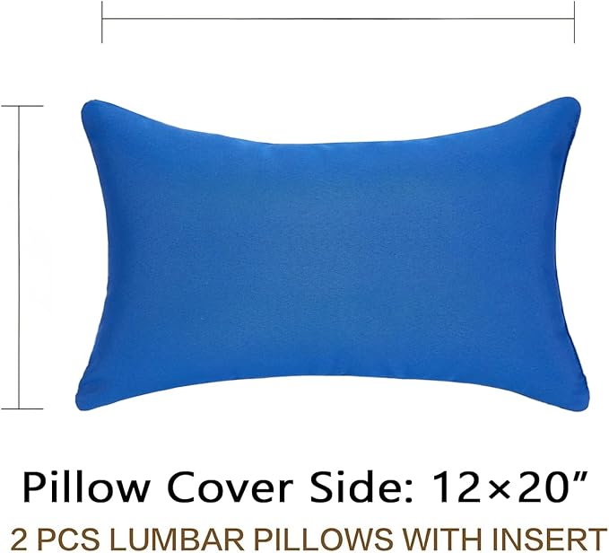 JMGBird Outdoor Pillows Water-Repellent Set of 2 Outdoor Throw Pillows with Insert Included 12×20 Inch Outdoor Lumbar Pillows for Patio Furniture