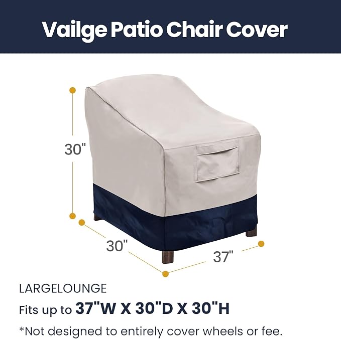 Vailge Patio Chair Covers, Lounge Deep Seat Cover, Heavy Duty and Waterproof Outdoor Lawn Patio Furniture Covers (Beige&Blue, 2 Pack-Medium) - Image 2