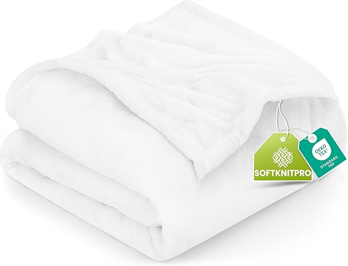 Utopia Bedding Fleece Blanket Queen Size White (90x90 Inches) Ultra Soft Warm Lightweight Microfiber Breathable Anti-Static Cozy Bed Blanket, All-Season Home Decor Gift for Men & Women