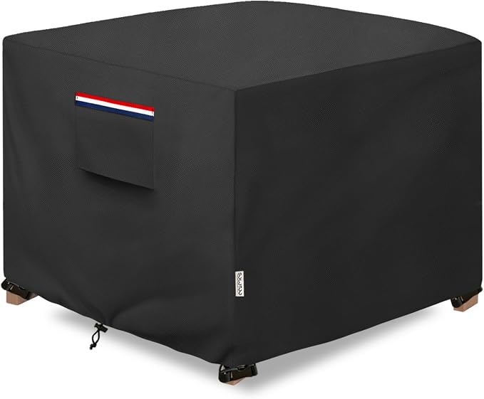 Patio Ottoman Cover Waterproof Heavy Duty Square Outdoor Ottoman Covers, 32W x 32D x 18H Inches Patio Furniture Covering Protector Outdoor Side Table Cover (Black) by SoloToo