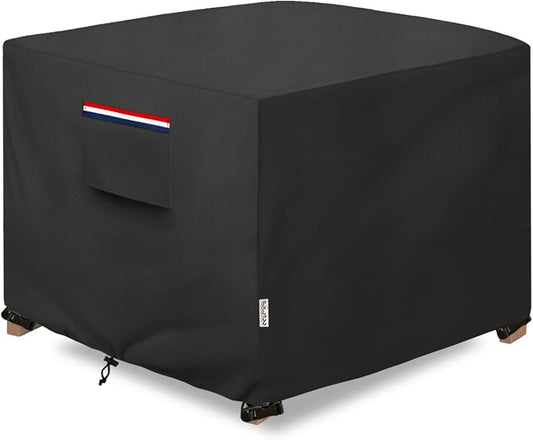 Patio Ottoman Cover Waterproof Heavy Duty Square Outdoor Ottoman Covers, 32W x 32D x 18H Inches Patio Furniture Covering Protector Outdoor Side Table Cover (Black) by SoloToo