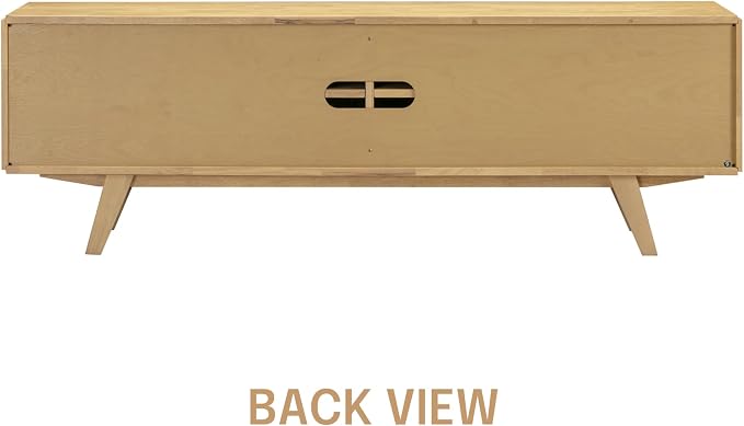 NTC Sapa Mid-Century Modern Solid Wood TV Stand 4-Door Media Console with Carved Geometric Fronts for TVs up to 75", Effortless Assembly, Sand - Image 7