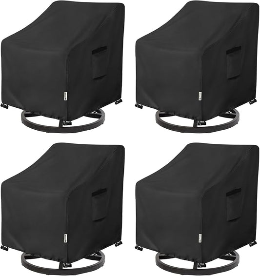 Patio Chair Covers Waterproof Patio Furniture Covers,33W x 37D x 38 H Inches Outdoor Swivel Chair Cover 4 Pack -Black by Aacabo