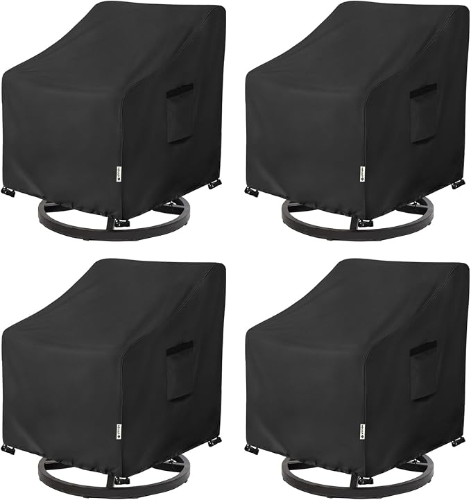 Patio Chair Covers Waterproof Patio Furniture Covers,30W x 34D x 38 H Inches Outdoor Swivel Chair Cover 4 Pack -Black by Aacabo