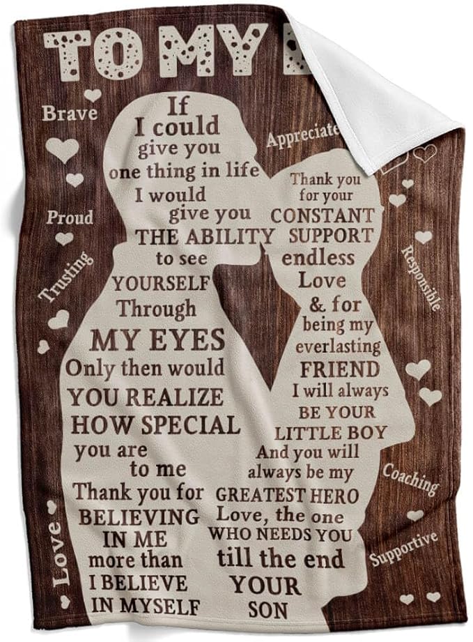 Printwoo Fathers Day Blanket Gifts for Dad from Son, Best Dad Ever Blankets, Father Throw Blanket, 70" L x 50" W