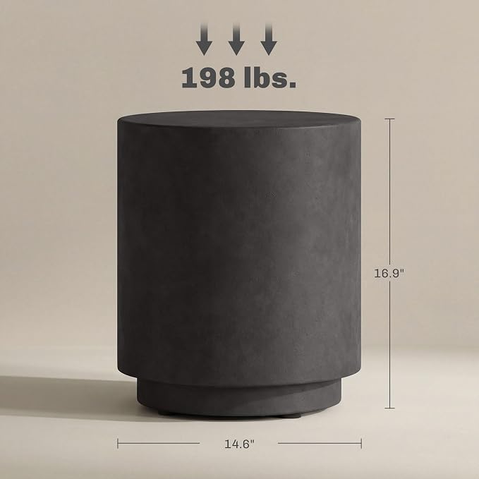 HOMCOM Round Side Table, Lightweight Accent Table with Concrete Finish, End Table with 4 Adjustable Feet for Indoor, Outdoor, Dark Gray - Image 3