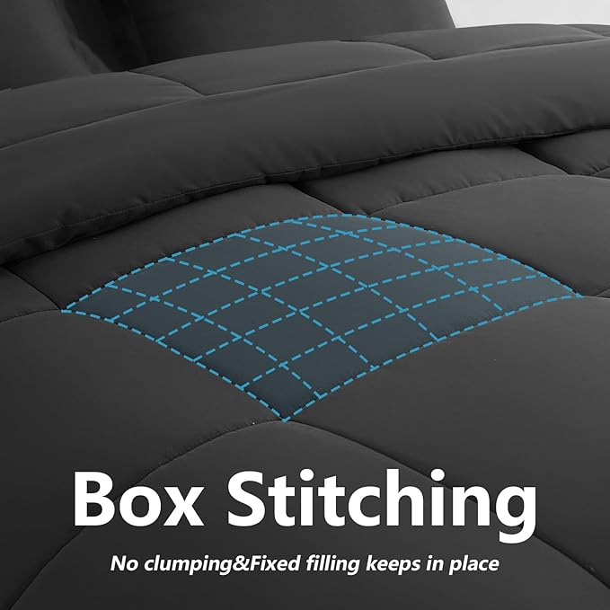 Oversized King Plus Comforter 128''x120'' - Extra Large Cooling All Seasons Down Alternative Lightweight Quilted Duvet Insert with Corner Tabs - Dark Grey
