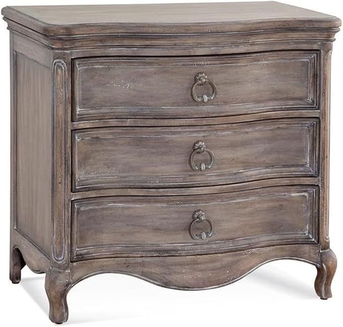 Pemberly Row Contemporary 3-Drawer Nightstand, Distressed Antique Gray Finish, Rubberwood Solids and Mahogany Veneer, 32" W x 17" D x 29.75" H, Felt Lined Drawer, Bedroom Bedside Storage by PEMBERLYROW