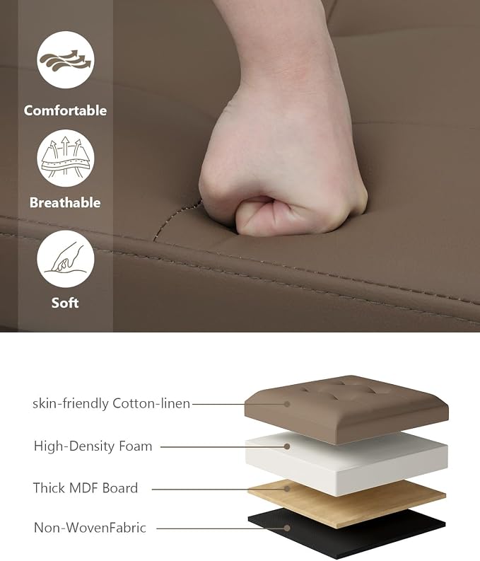 OS MOTOR Folding Storage Ottoman Bench, Multi-Functional Ottoman Foot Rest, End of Bed Bench, Storage Chest for Living Room, Bedroom, Hallway, Entryway, Holds Up to 600 lbs (Brown, 43 Inches) - Image 8