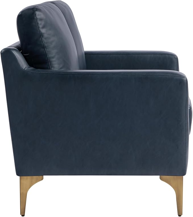 Serta Triton 55.5" Loveseat, Transitional Modern, Dreamcoil Comfort, Metal Legs, Vegan Leather, Navy Blue
