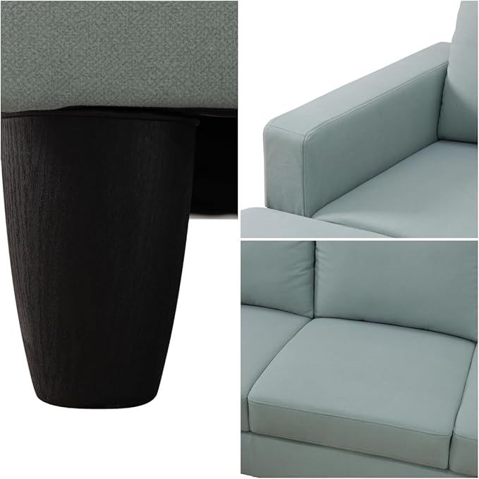 L Shaped Sectional Modern Sofa - Convertible Leather Sleeper Bed Couch Set with Reversible Chaise, Lounge Modular Cloud Couch for Living Room Apartment