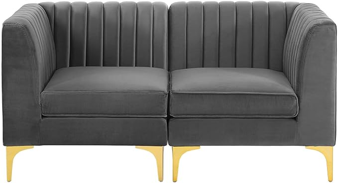 Modway EEI-4346-GRY Triumph Channel Tufted Performance Velvet Loveseat, Gray