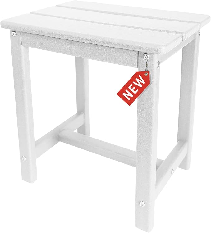 GARDENSTAR Adirondack Square Side Table,one-Tier Outdoor end Table, Patio Side Table for Pool,Porch,Backyard,Relaxing Companion (White) - Image 7