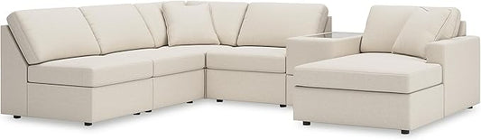 Signature Design by Ashley Casual Modmax Stain Resistant U-Shape Left-Arm Facing 6-Piece Sectional with Chaise and Storage Console, Beige