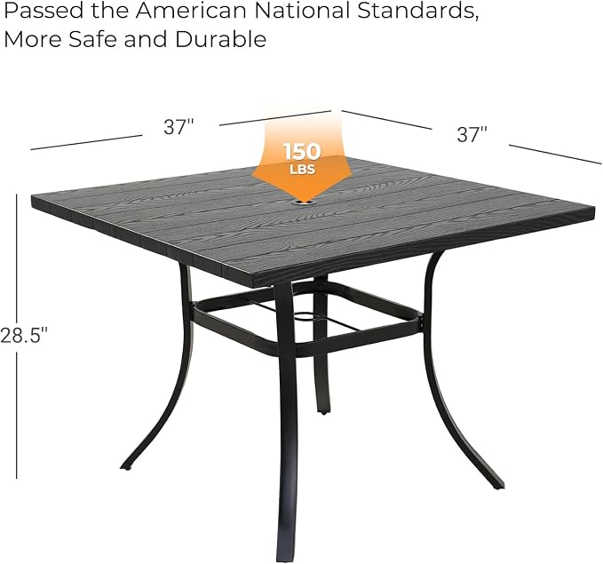 Grand patio 5-Piece Outdoor Dining Set, 4 Leather-Look Wicker Swivel Blue Patio Chairs & 1 Square Dining Table, Black - Image 7