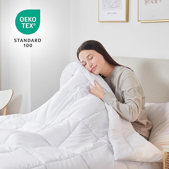 Nestl Quilted Down Alternative Comforter - Full Size, All Season White, With Corner Tabs