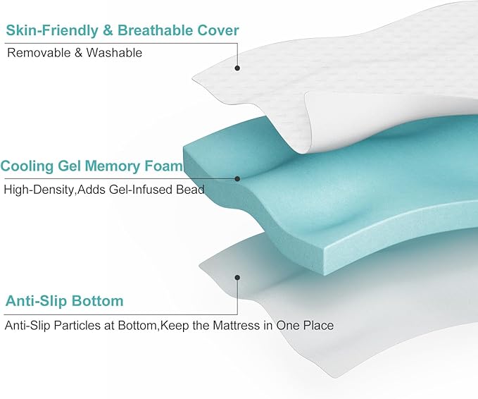EDILLY 3 Inch Cooling Gel Memory Foam Mattress Topper King Size,with Removable & Washable Bamboo Cover,Soft Breathable Mattress Pad,Bed Topper for Back Pain Relief (76x80)