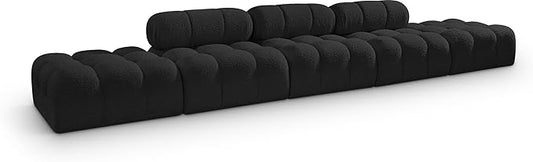Meridian Furniture 611Black-S170A Ames Collection Modern | Contemporary Modular Sectional with Rich Black Boucle Fabric, Modular to Create Infinite Configurations, 170" W x 34" D x 28" H, Black