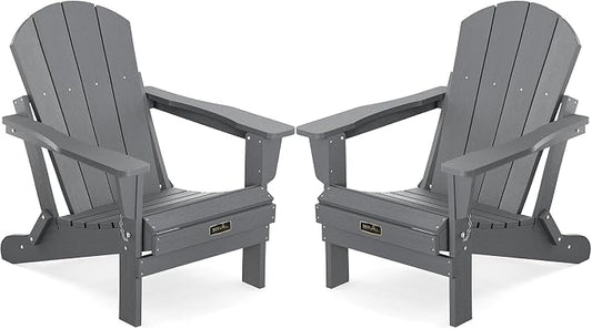 SERWALL Adirondack Chair Set of 2 for Patio Garden Outdoors Fire Pit- (Folding Gray) by SERWALL