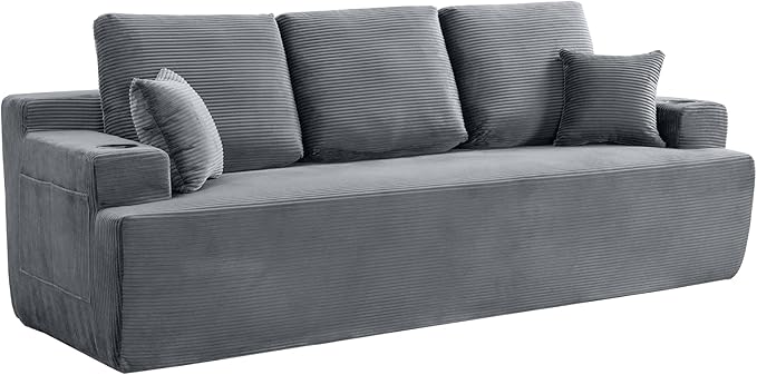 87'' Cloud Loveseat Sofa Couch in a Box with Cup Holders and Side Pockets, 3 Seater High-Density Foam Boneless Love Seat with Deep Seating for Living Room | Breathable material, Anti-slip